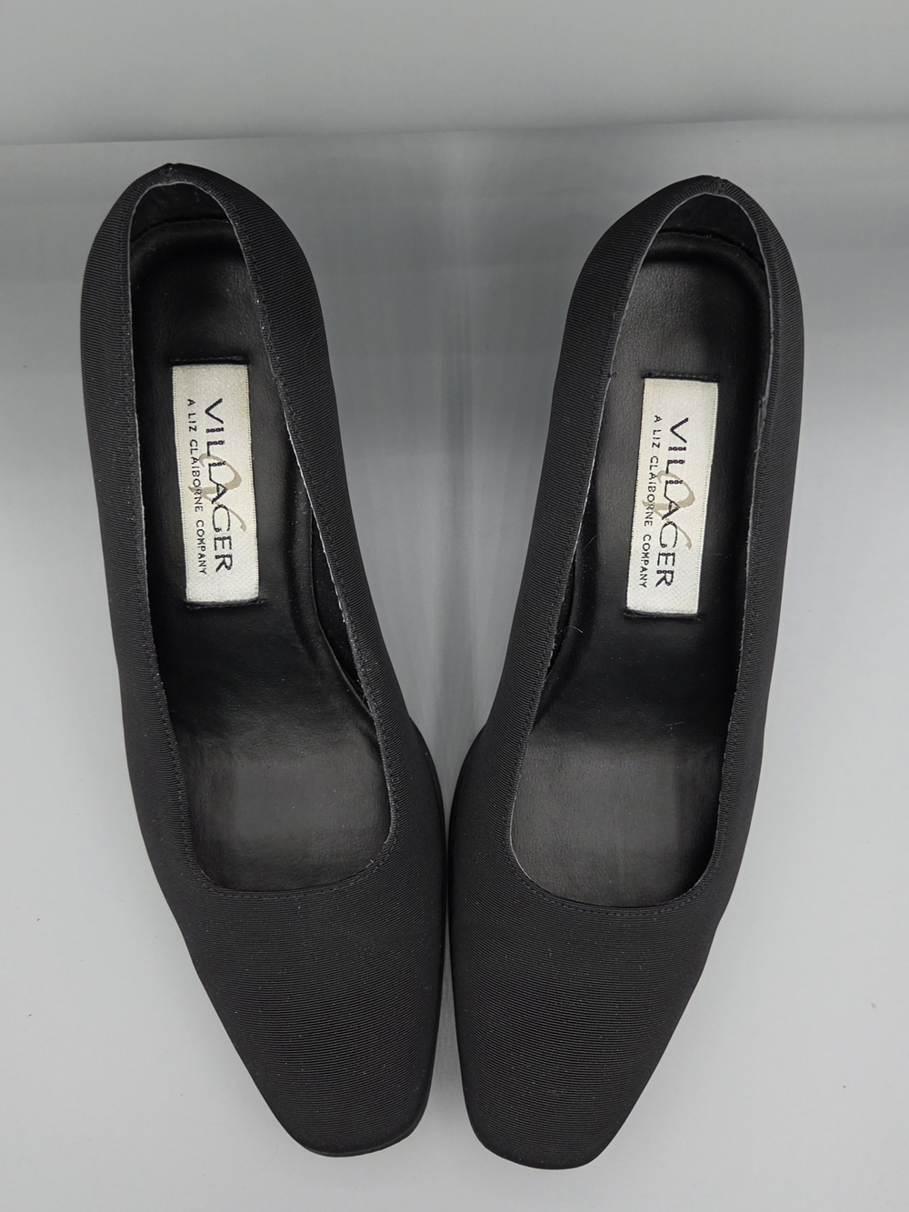Villager Black Square-Toe Low Heel Pumps